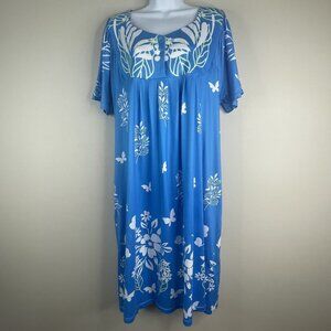 Womens Caftan House Dress Nightgown NWOT Large MuuMuu Colorful Comfy Knit Kaftan